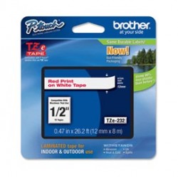 Brother - Nastro - Rosso/Bianco -TZE232 -12mm x 8mt