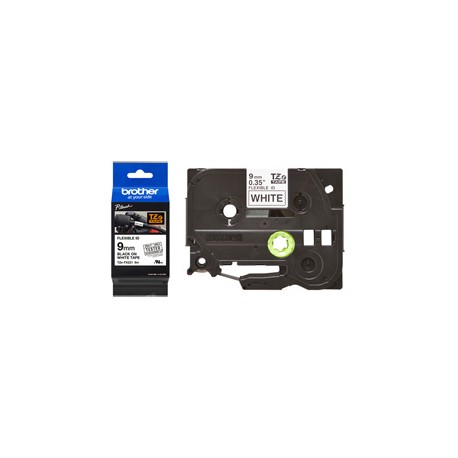 Brother - Nastro laminato flessibile - Nero / Bianco - TZEFX221 - 9mm x 8mt