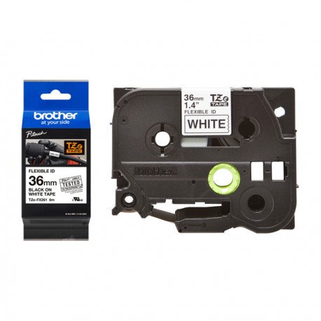 Brother - Nastro laminato flessibile - Nero/Bianco - TZEFX261 - 36mm x 8mt