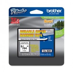 Brother - Nastro non laminato - Nero/Bianco - TZEN201 - 3,5mm x 8mt