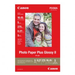 Canon - Carta fotografica Plus Glossy II PP-201 - 10 x 15 cm - 5 Fg - 275gr - 2311B053