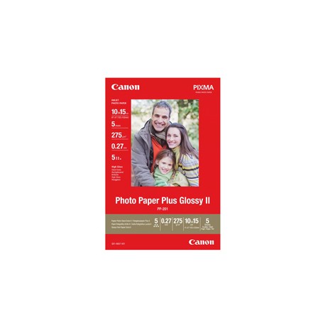 Canon - Carta fotografica Plus Glossy II PP-201 - 10 x 15 cm - 5 Fg - 275gr - 2311B053