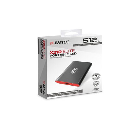 Emtec - X210 External - 512GB - Cover Protettiva in silicone - ECSSD512GX210
