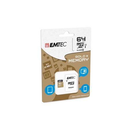 Emtec - Micro SDXC Class 10 Gold + con Adattatore - ECMSDM64GXC10GP - 64GB