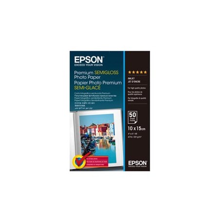 Epson - Premium Semi-Gloss Photo Paper - 10 x 15 cm - 50 Fogli - C13S041765