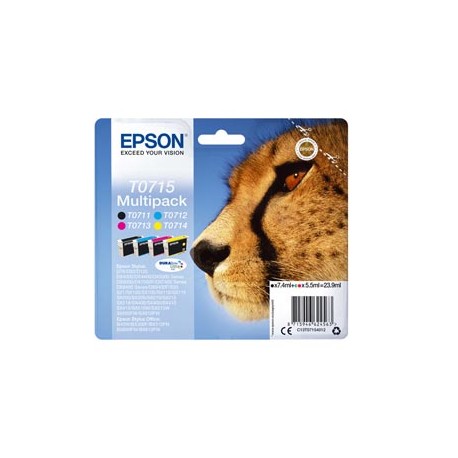 Epson - Multipack Cartuccia ink - C/M/Y/K - T0715 - C13T07154012 - C/M/Y 5,5ml - K 7,4ml