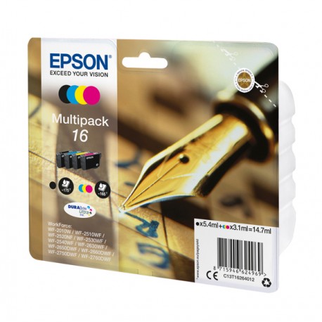 Epson - Multipack Cartuccia ink - 16 - C/M/Y/K -  C13T16264012 - C/M/Y 3,1ml cad - K 5,4ml