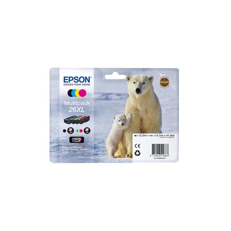 Epson - Multipack Cartuccia ink - 26Xl - C/M/Y/K - C13T26364010 - C/M/Y 9,7ml cad - K 12,2ml