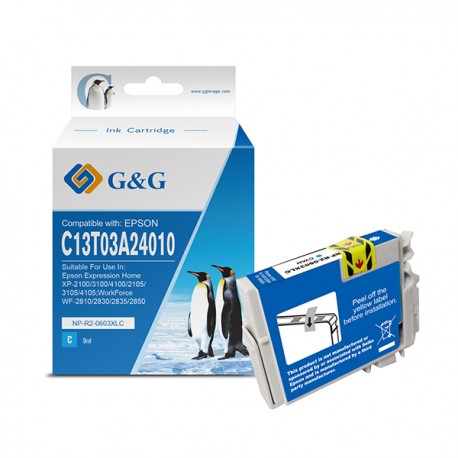 G&G - Cartuccia ink Compatibile per Epson Expression Home XP-2100/3100/4100 - Ciano