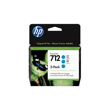 Hp - Conf. 3 Cartucce ink originale - 712 - Ciano - 3ED77A - 29 ml cad