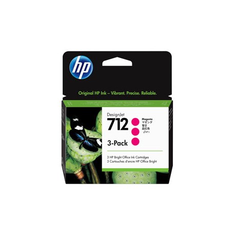 Hp - Conf. 3 Cartucce ink originale - 712 - Magenta - 3ED78A - 29 ml cad