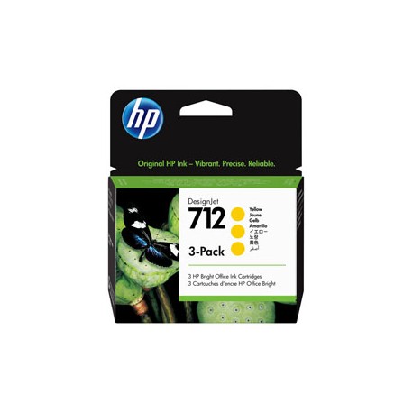 Hp - Conf. 3 Cartucce ink originale- 712 - Giallo - 3ED79A - 29 ml cad