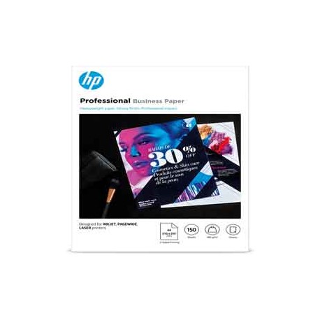 Hp - Confezione da 150 fogli carta professionale lucida HP per getto d'inchiostro A4 - 3VK91A