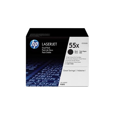 Hp - Confezione 2 Toner originale - 55X - Nero - CE255XD - 12.500 pag/cad