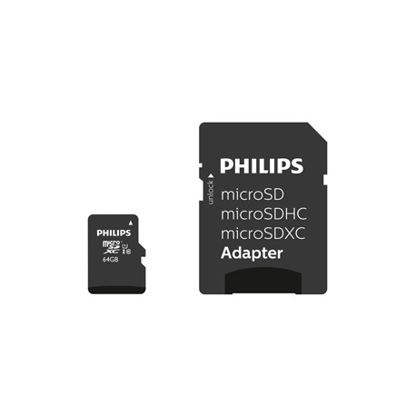 Philips - Micro SDXC Card - 64 GB - Class 10 - adattatore incluso