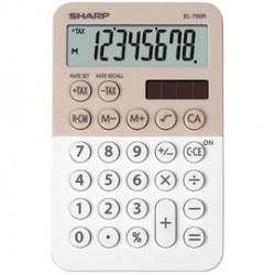 Calcolatrice tascabile EL 760R, 8 cifre, 2 colori design, beige - bianco
