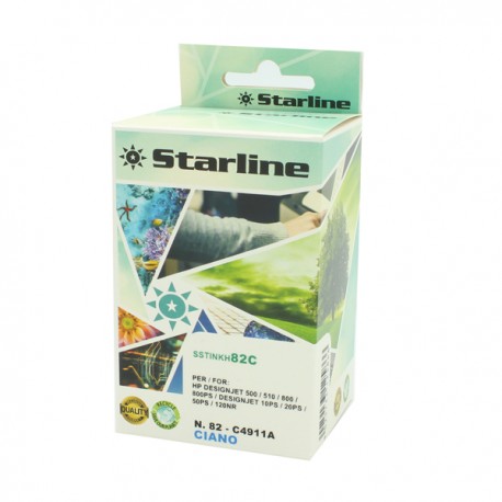 Starline - Cartuccia ink Compatibile per HP N.82 - Ciano - 69ml