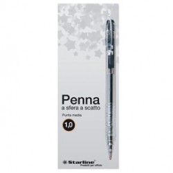 Penna a sfera a scatto - punta 1,0mm - nero  - Starline - conf. 20 pezzi