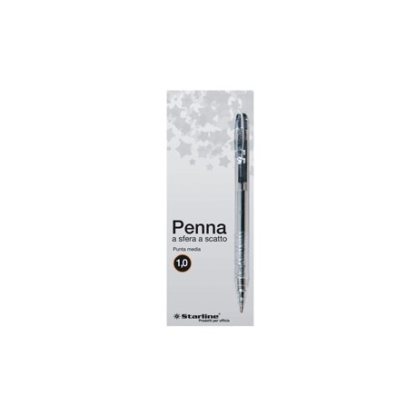 Penna a sfera a scatto - punta 1,0mm - nero  - Starline - conf. 20 pezzi