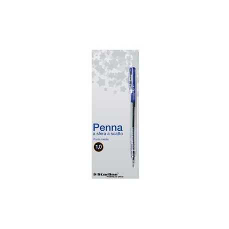 Penna a sfera a scatto  - punta 1,0mm - blu - Starline - conf. 20 pezzi