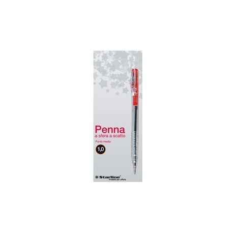 Penna a sfera a scatto  - punta 1,0mm - rosso - Starline - conf. 20 pezzi