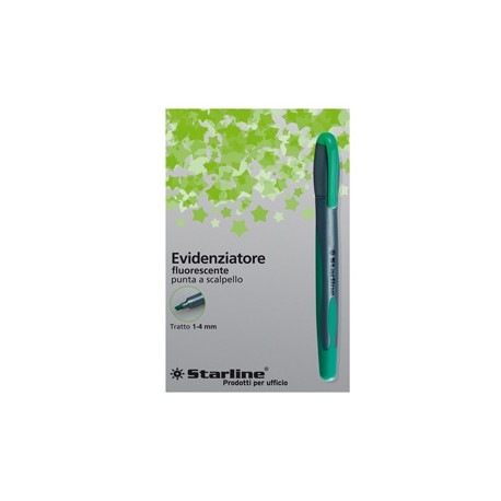 Evidenziatore a penna - punta scalpello - tratto da 1,0-4,0mm - verde - Starline