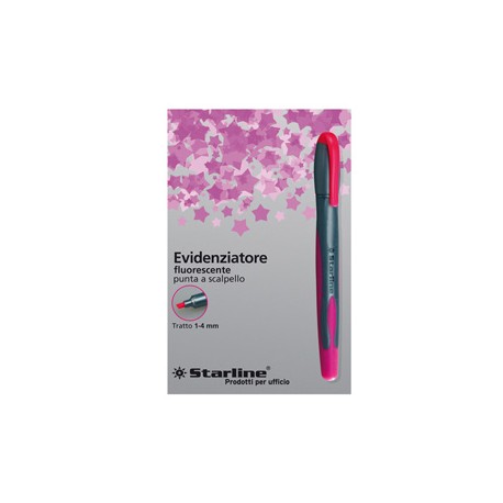 Evidenziatore a penna - punta scalpello - tratto da 1,0-4,0mm - fucsia - Starline