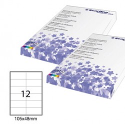 Etichette adesive - in carta - permanenti - 105 x 48 mm - 12 et/fg - 100 fogli - bianco - Starline