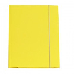 Cartellina con elastico - cartone plastificato - 3 lembi - 25x34 cm - giallo - Queen Starline