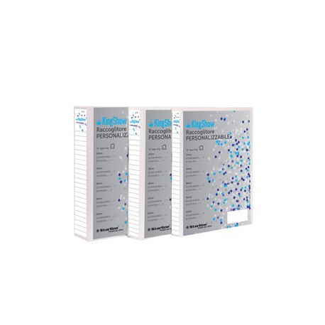 Raccoglitore personalizzabile KingShow - 22 x 30 cm - 4 anelli a D 65 mm - dorso 8 cm - bianco - Starline