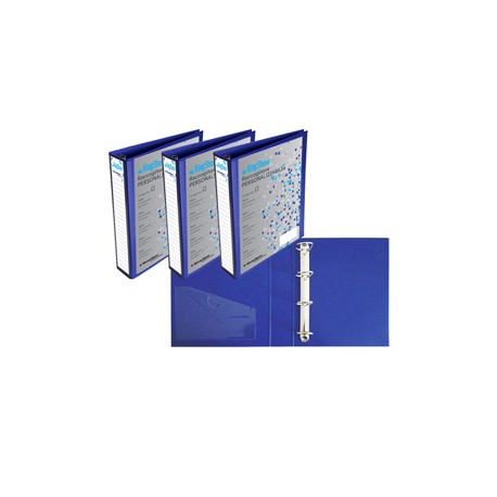 Raccoglitore personalizzabile KingShow - 22 x 30 cm - 4 anelli a D 65 mm - dorso 8 cm - blu - Starline
