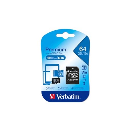 Verbatim - Micro  SDXC Classe 10 fino a 45mb/sec - 44084 - 64GB