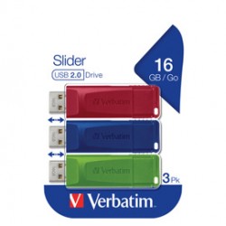 Verbatim - USB Pen Drive 3.2 Gen 1 Drive - 16 GB - rosso/giallo/blu - conf. 3 pezzi - 49326