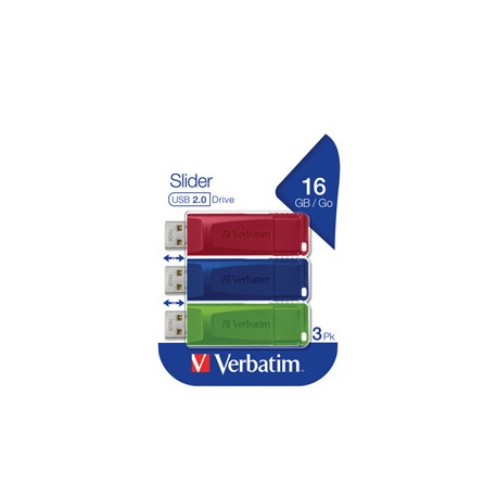 Verbatim - USB Pen Drive 3.2 Gen 1 Drive - 16 GB - rosso/giallo/blu - conf. 3 pezzi - 49326
