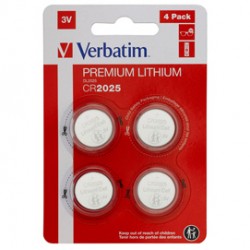 Micropile CR2025 - 3V - a pastiglia - litio - Verbatim - blister 4 pezzi