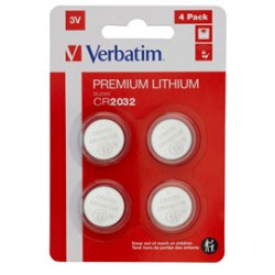 Micropile CR2032 - 3V - a pastiglia - litio - Verbatim - blister 4 pezzi