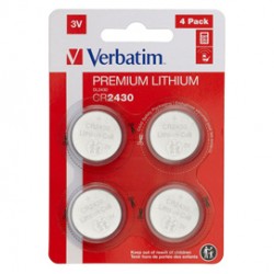 Micropile CR2430 - 3V - a pastiglia - litio - Verbatim - blister 4 pezzi