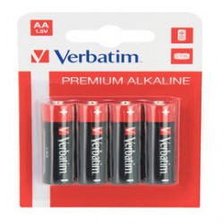 Pila stilo AA - 1,5V - 49921 - alcaline - Verbatim - Blister 4 pezzi