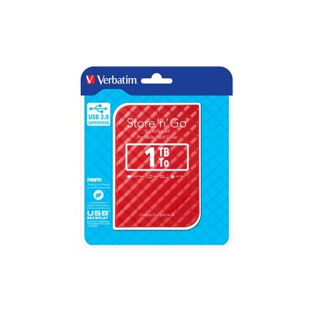 Verbatim - Usb 3.0 portatile Store 'N'Go 9,5mm drive - Rosso - 53203 - 1TB