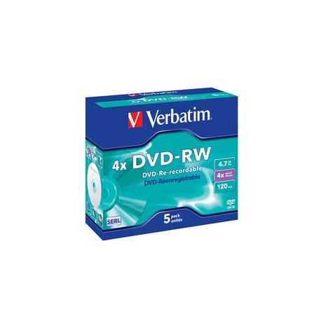 Verbatim - Scatola 5 DVD-RW - Jewel Case - serigrafato - 43285 - 4,7GB