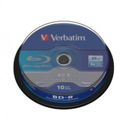 Verbatim - Scatola 10 DVD Blu Ray BD-R SL - Jewel Case - Bianco/Blu - 43742 - 25GB