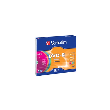 Verbatim - Scatola 5 DVD-R - slim Case - serigrafato colorato - 43557 - 4,7GB