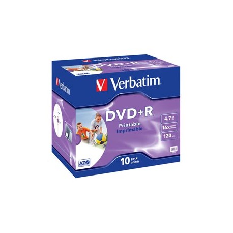 Verbatim - Scatola 10 DVD+R Jewel Case - stampabile - 43508 - 4,7GB