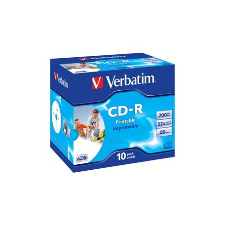 Verbatim - Scatola 10 CD-R DataLife Plus - Jewel Case - 1X-52X - stampabile inkjet - 43325 - 700MB