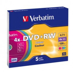 Verbatim - Scatola 5 DVD+RW - colore - 43297 - 4,7GB