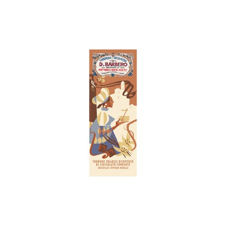 Tavoletta torrone friabile - ricoperto di cioccolato - in astuccio - 170 gr - Barbero