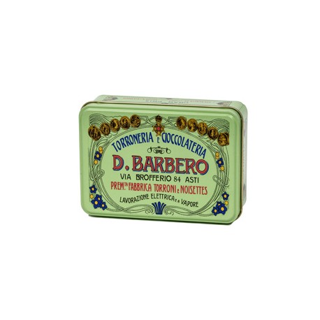 Scrigno regalo - con torroni ricoperti friabili - 100 gr - metallo - verde - Barbero