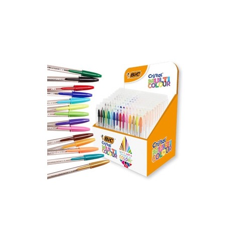 Astuccio penne Cristal Multicolor - colori assortiti - Bic - expo 10 pezzi