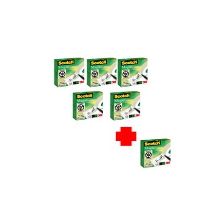 Nastro adesivo Magic 810 - permanente - 19 mm x 33 mt - trasparente - ScotchR - Promo Pack 5+1 rotoli