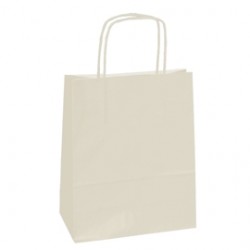 Shopper Twisted - maniglie cordino - 14 x 9 x 20 cm - carta kraft - avorio - Mainetti Bags - conf. 25 sacchetti